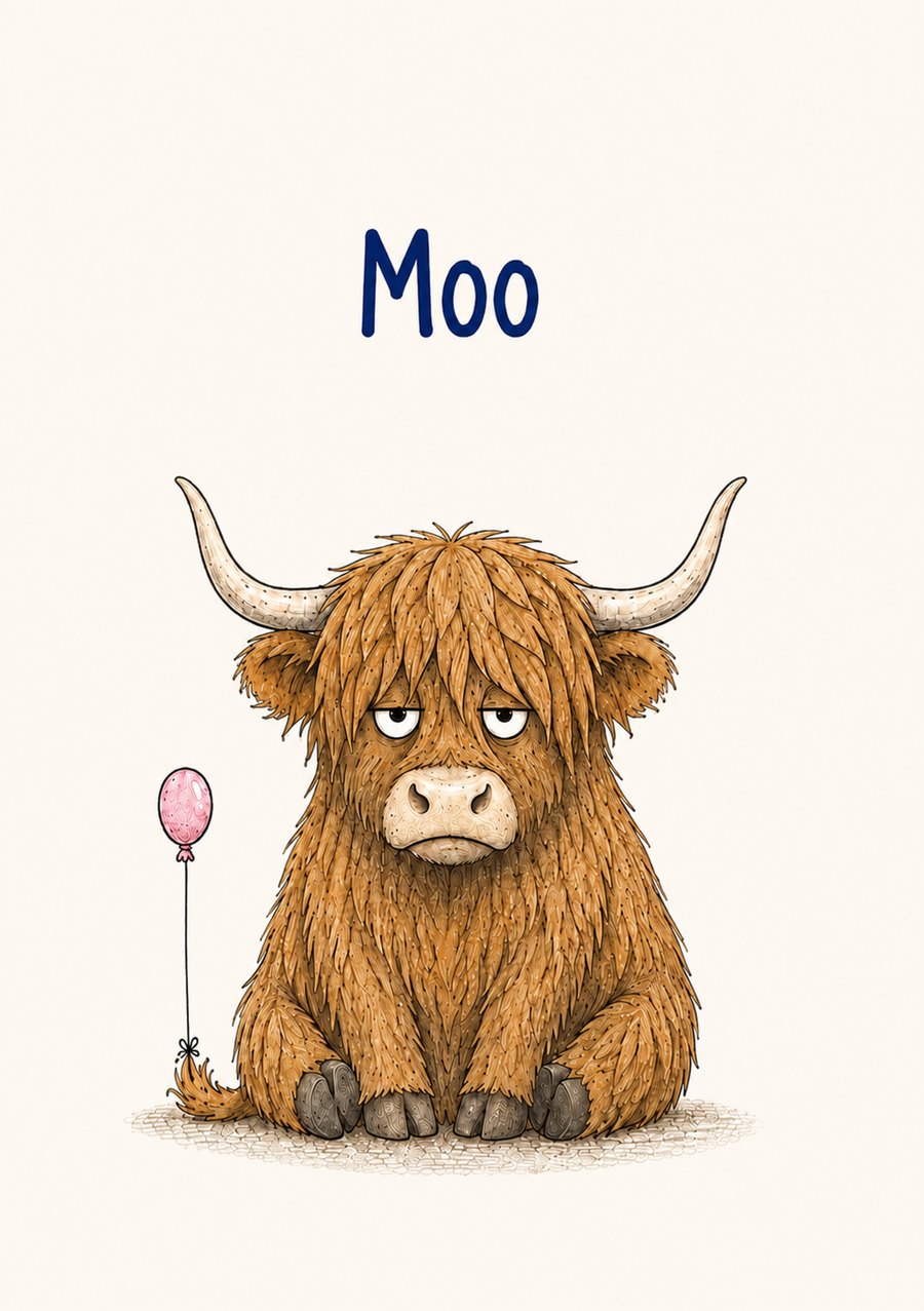 Highland cow card